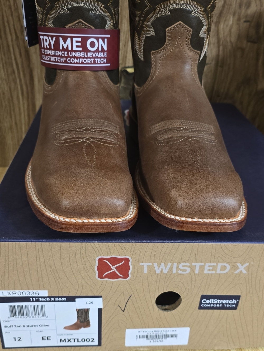 Twisted X Men’s 12 EE Buff Tan & Burnt Olive Western Tech X Boots W/CellStretch